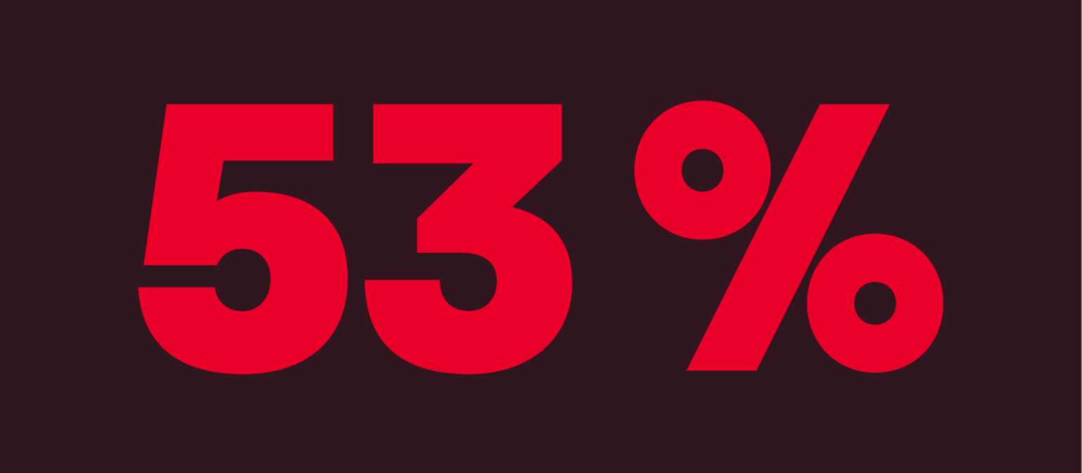 Graphic with the number 53 percent shows how many companies consider cyber security to be their biggest problem.